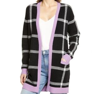 Nordstrom Open Front Long Cardigan in plaid